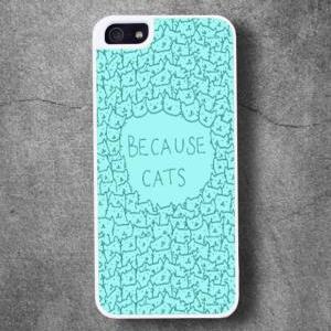 Because Cats On Mint Color Case For Iphone 5/4/4s..