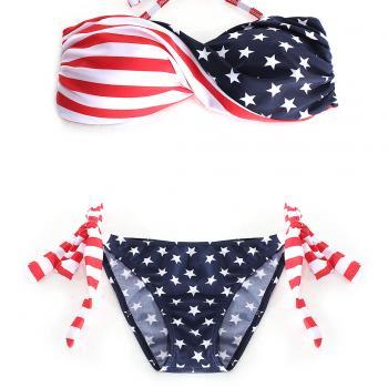 Twisted Sexy Bandeau Tube American Flag Stars Striped Women's Bikini on ...