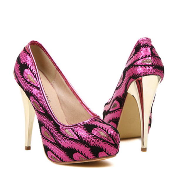 glass heels with fish